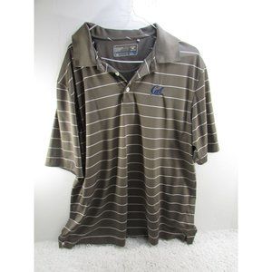 Cutter And Buck CB DryTec Green With White Stripes Cal Polo Shirt Size XLarge